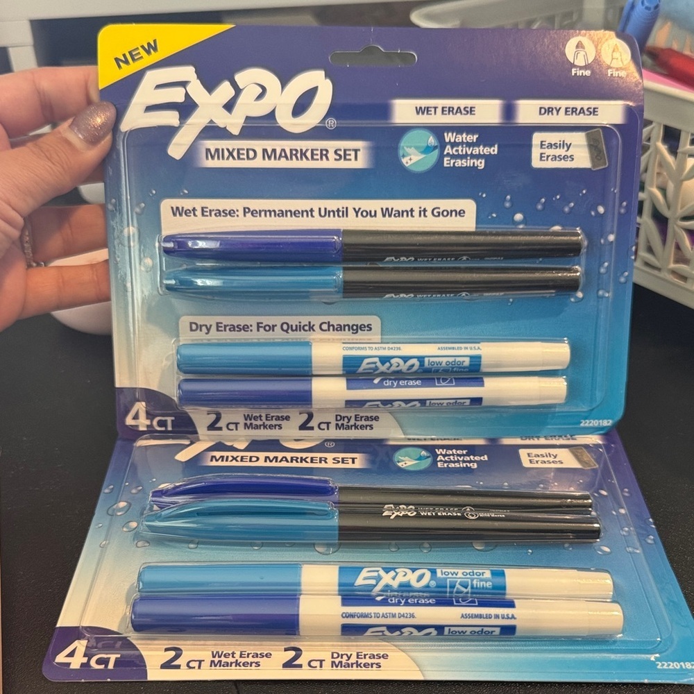 Expo Mixed Marker Set 2x Wet & 2x Dry Erase New Sealed Package Set of 2